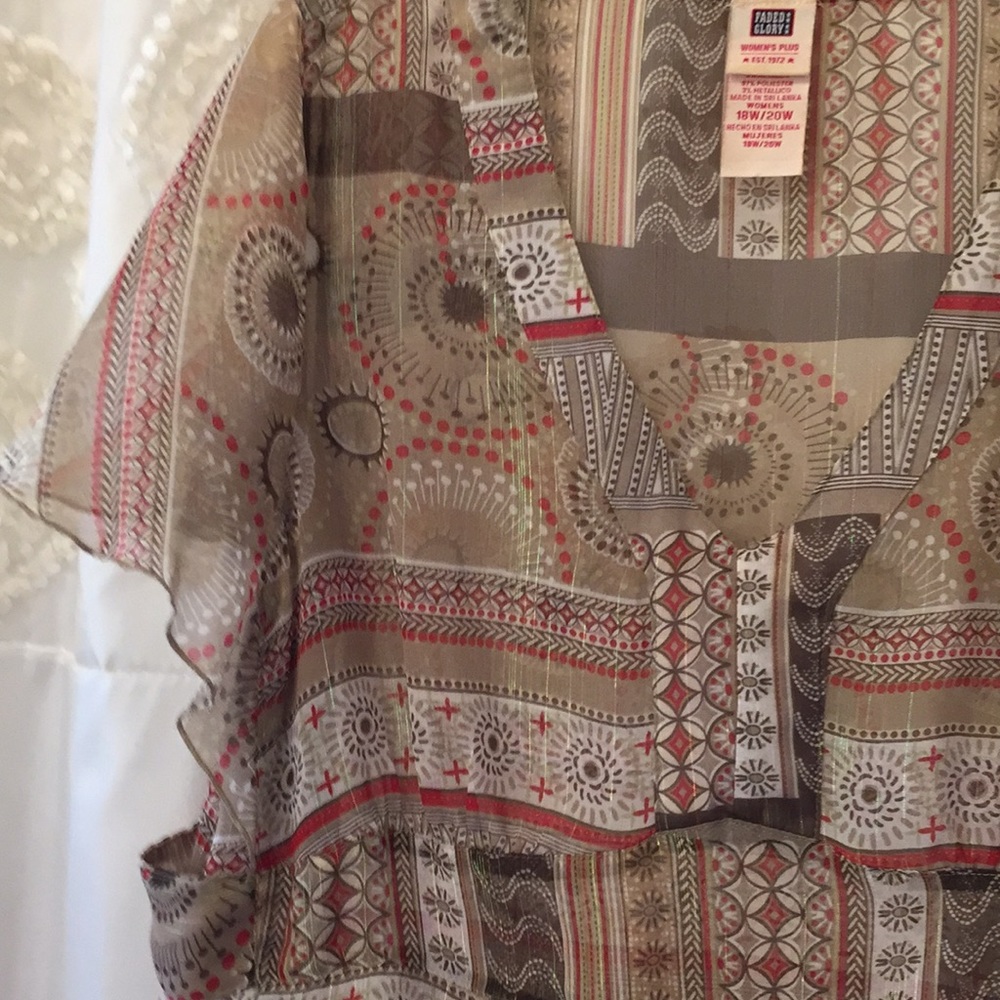 Faded Glory Sheer Metallic Thread Top
